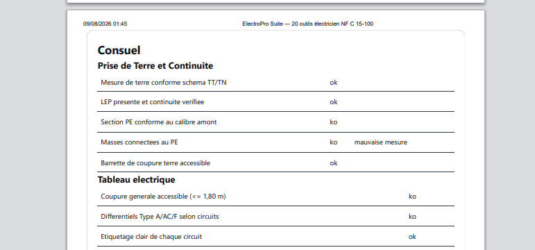 Capture du module Consuel